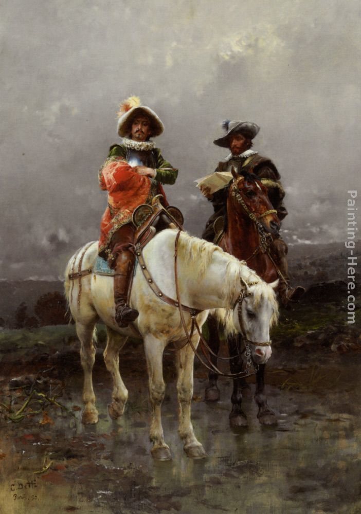 Cesare-Auguste Detti A Cavalier on a White Horse